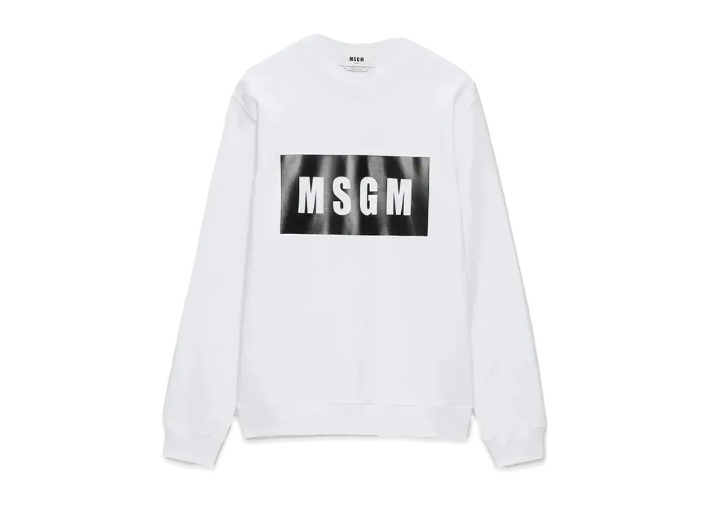 MSGM Solid Colour Cotton Sweatshirt With A Box Logo "White"
