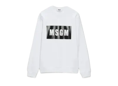 MSGM Solid Colour Cotton Sweatshirt With A Box Logo "White"