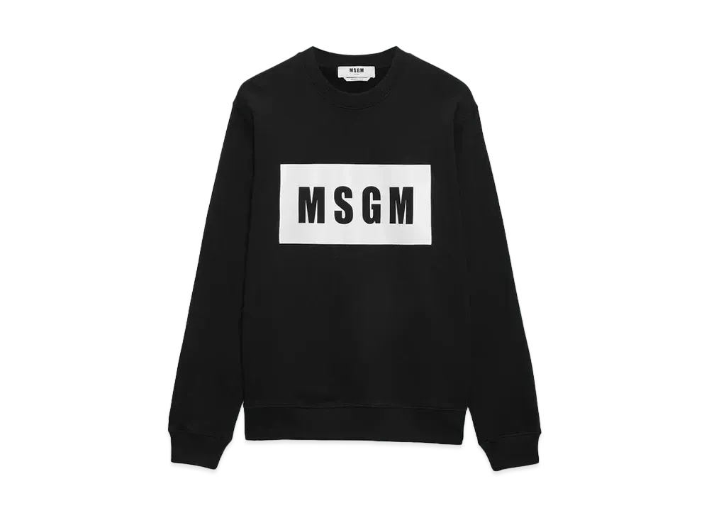 MSGM Solid Colour Cotton Sweatshirt With A Box Logo "Black"