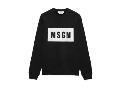 MSGM Solid Colour Cotton Sweatshirt With A Box Logo "Black"