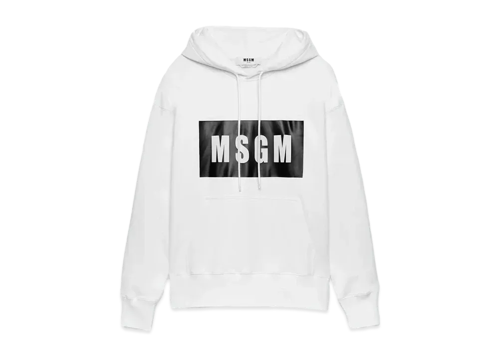 MSGM Cotton Sweatshirt With Graphic Box Logo "White"
