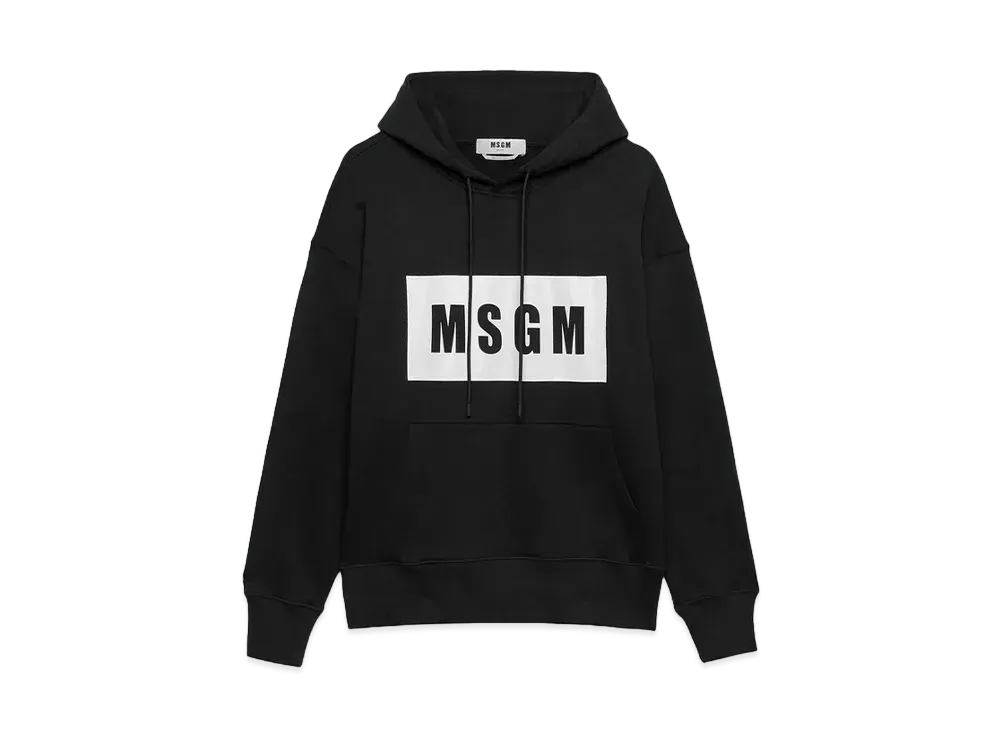 MSGM Cotton Sweatshirt With Graphic Box Logo "Black"