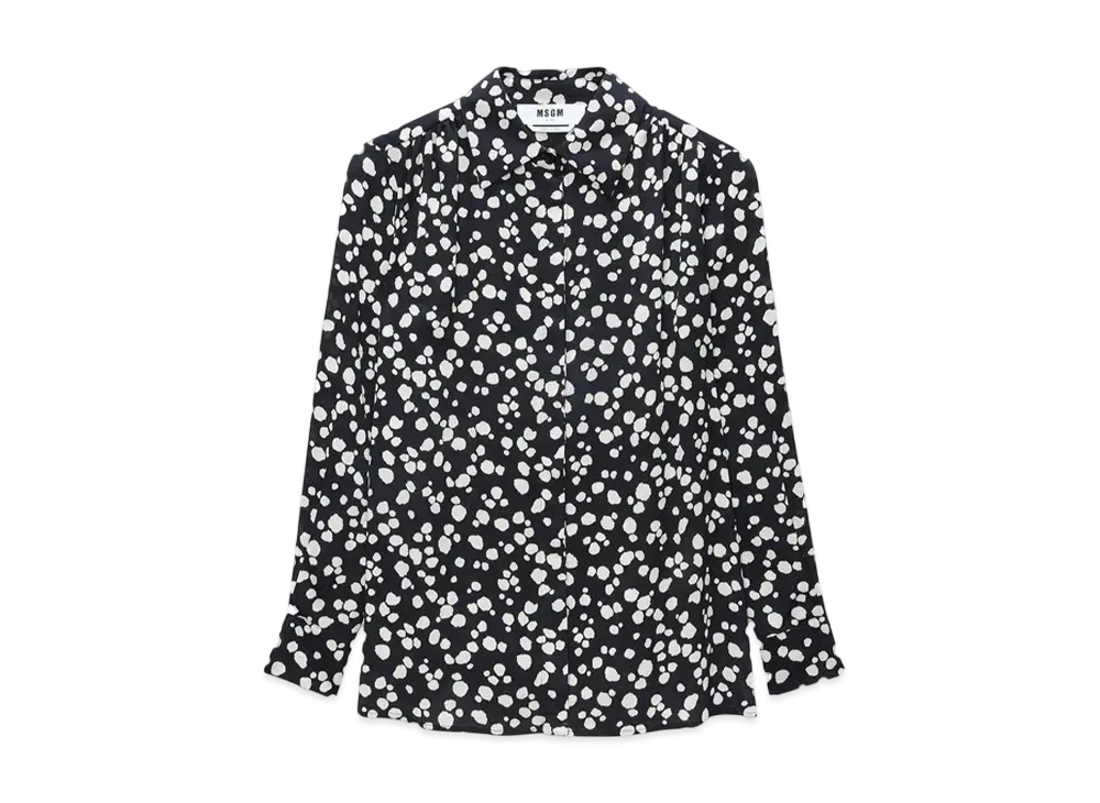 MSGM Satin Shirt With Msgm Polka Dot Print "Black"
