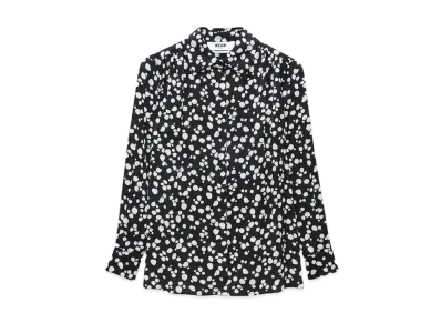 MSGM Satin Shirt With Msgm Polka Dot Print "Black"