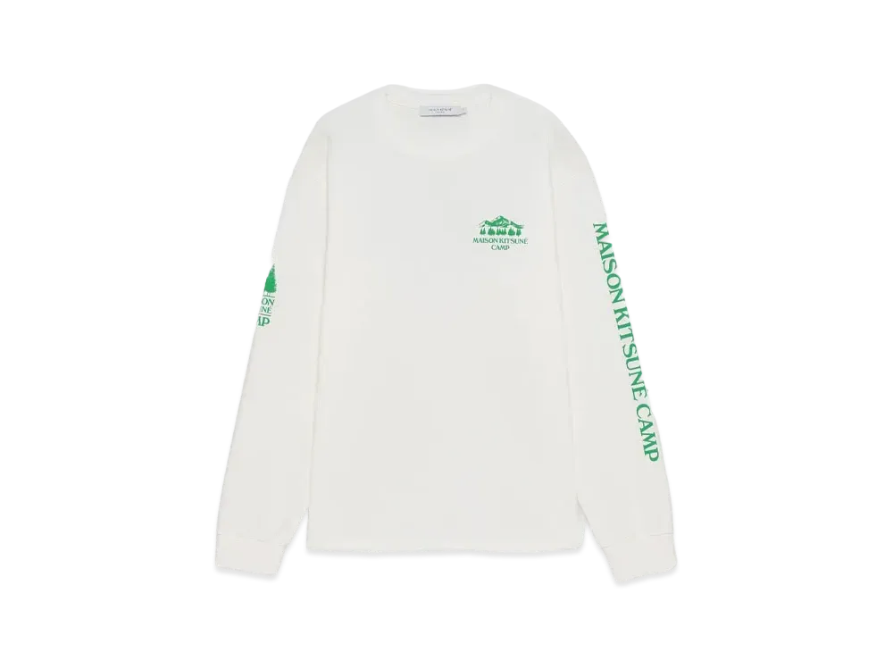 Maison Kitsune Camp Multi Print Long Sleeve T-Shirt "Green"
