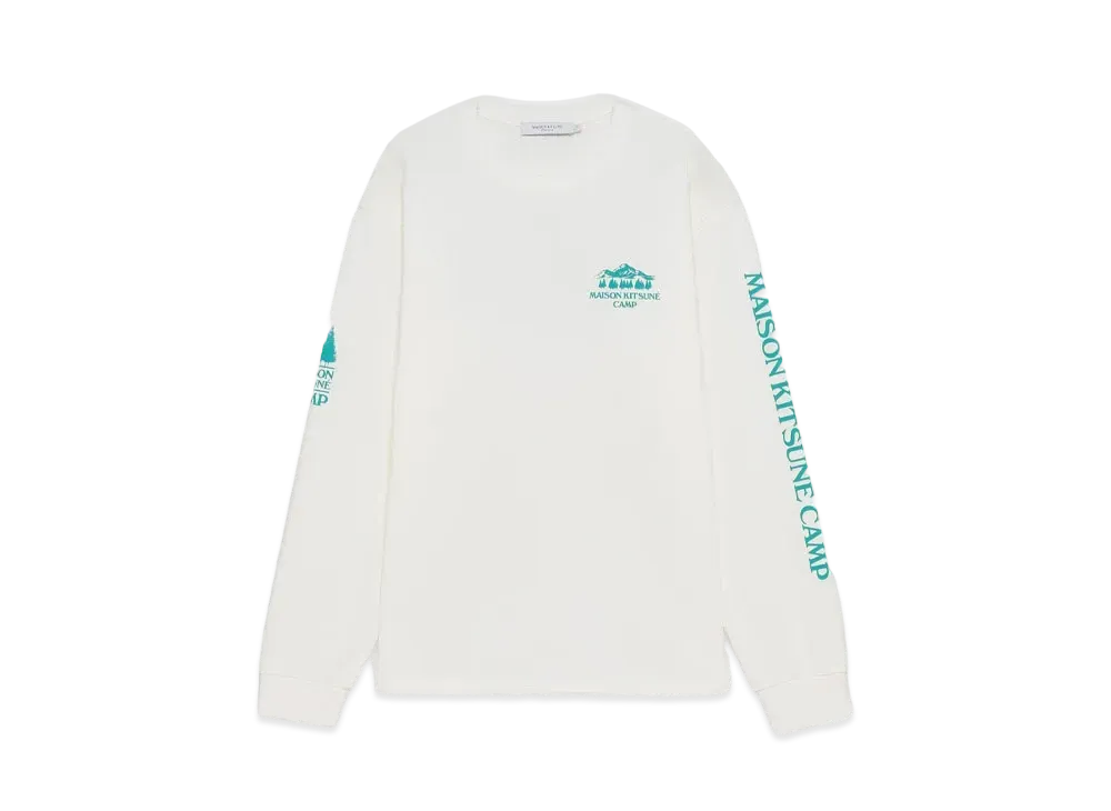 Maison Kitsune Camp Multi Print Long Sleeve T-Shirt "Light Blue"