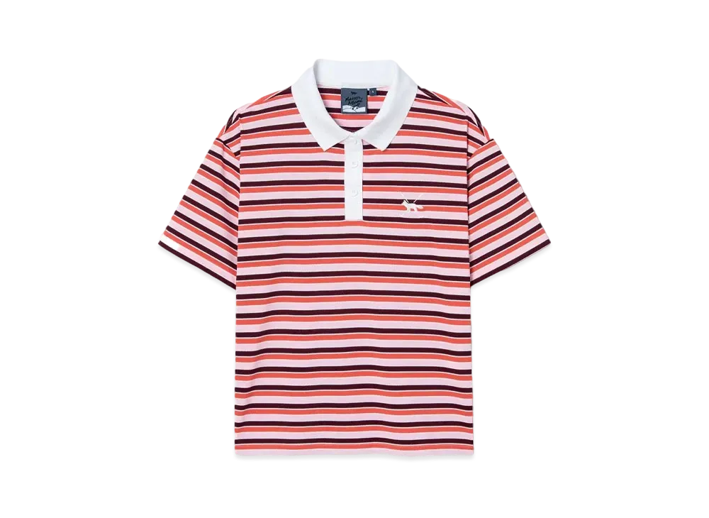 Maison Kitsune Golf Stripe Polo "Coral Pink"