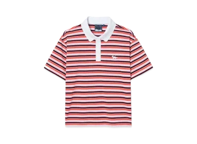 Maison Kitsune Golf Stripe Polo "Coral Pink"