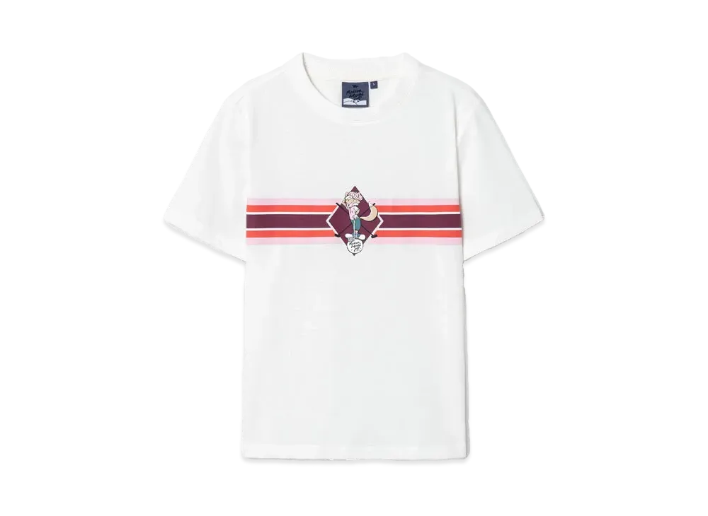 Maison Kitsune Golf Swing Fox Stripe Print T-Shirt "Ecru"