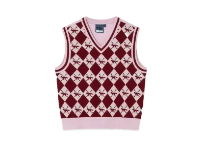 Maison Kitsune Profile Fox Argyle Vest "Lilac Pink"