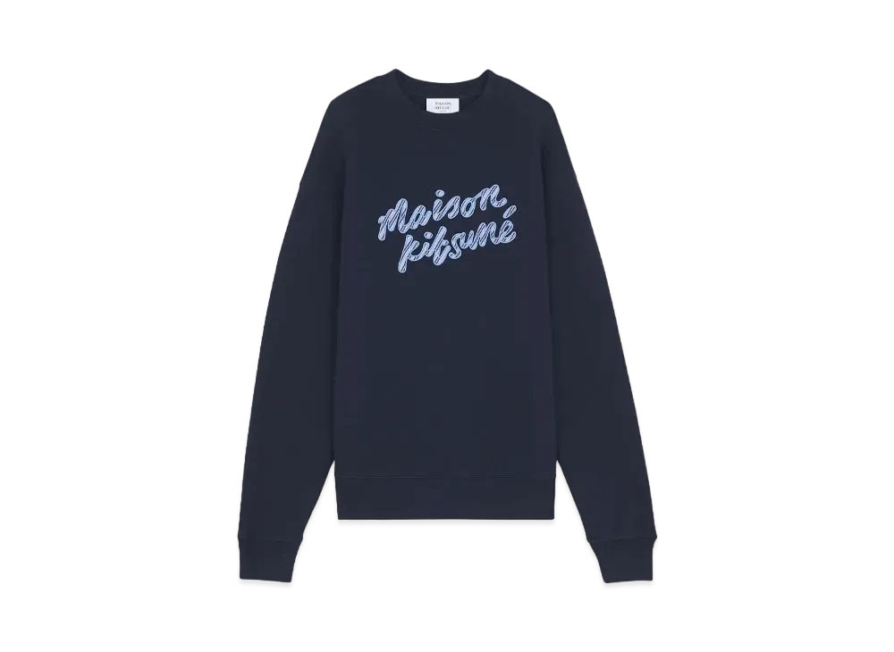 Maison Kitsune Handwritten Stripe Comfort Sweatshirt "Navy"