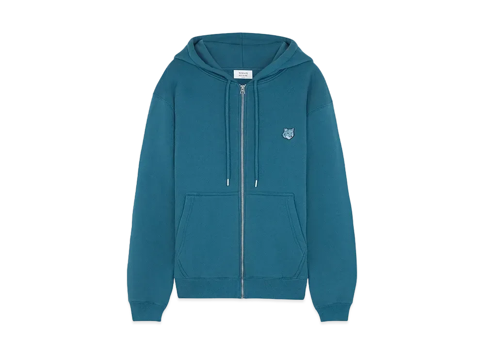 Maison Kitsune Bold Foxhead Patch Comfort Zip Hoodie "Lake Blue"