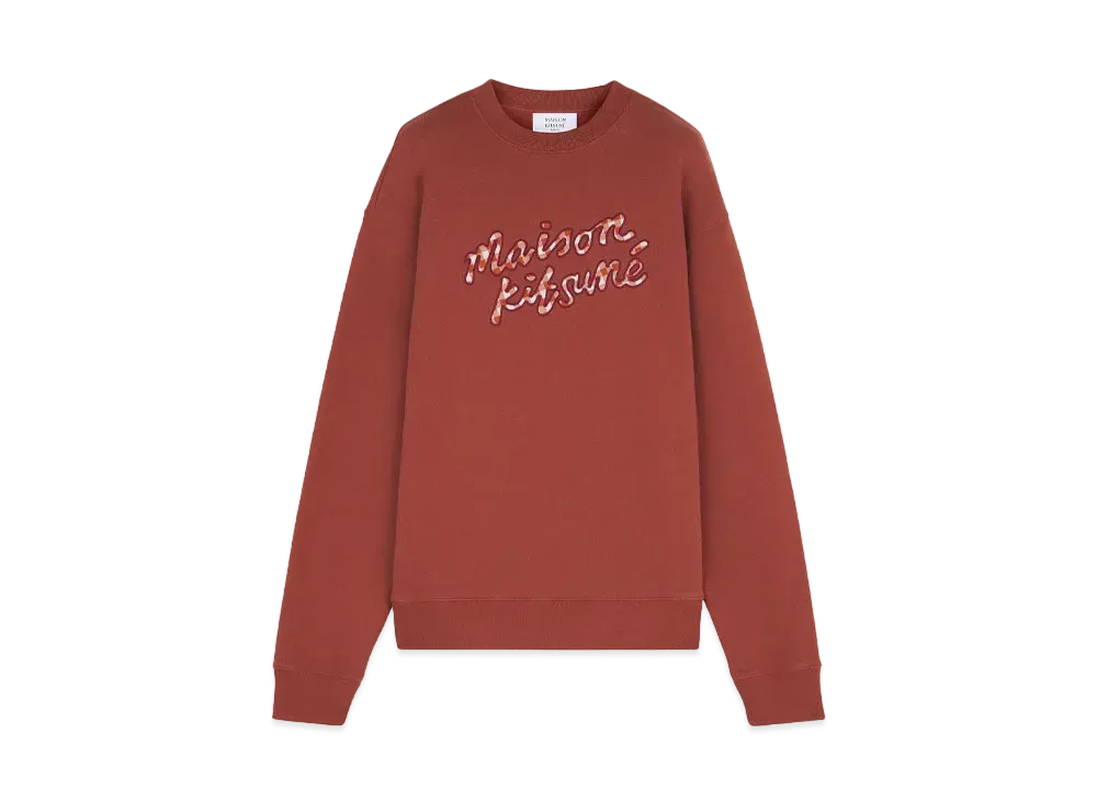 Maison Kitsune Handwritten Gingham Comfort Sweatshirt "Pecan"
