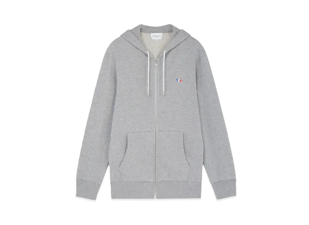 Maison Kitsune Tricolor Fox Patch Zip Hoodie "Grey Melange"