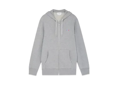 Maison Kitsune Tricolor Fox Patch Zip Hoodie "Grey Melange"