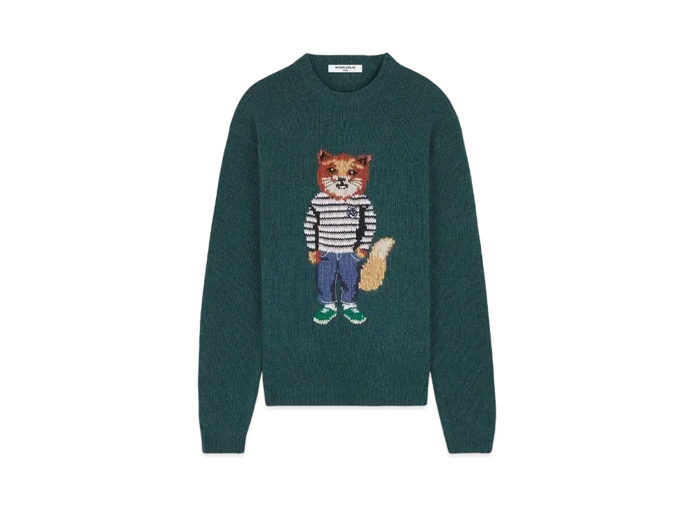 Maison Kitsune Dressed Fox Intarsia Jumper "Pine"