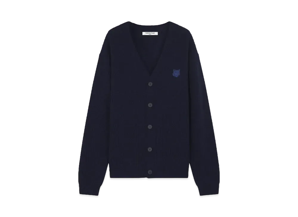 Maison Kitsune Bold Fox Head Patch Comfort Rib Cardigan "Ink blue"