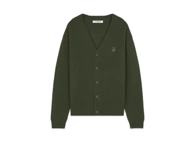 Maison Kitsune Bold Fox Head Patch Comfort Rib Cardigan "Ranger Green"