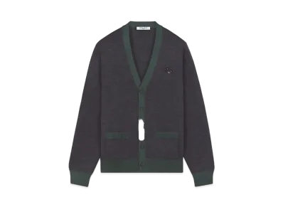 Maison Kitsune Bold Fox Head Patch Bicolor Cardigan "Dark Grey Melange"