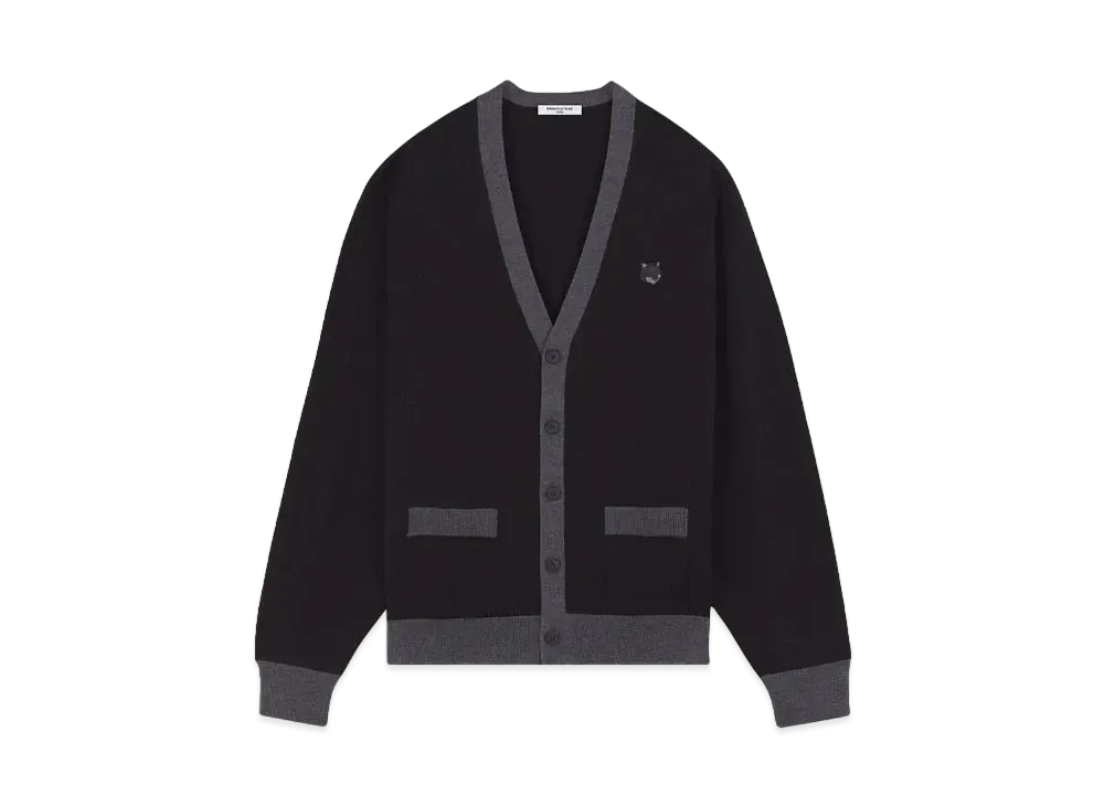 Maison Kitsune Bold Fox Head Patch Bicolor Cardigan "Black"