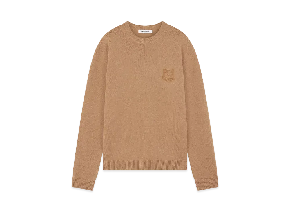 Maison Kitsune Bold Fox Head Embroidered Jumper "Chino Beige"