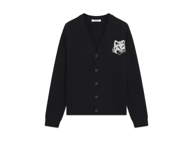 Maison Kitsune Fox Head Intarsia Comfort Cardigan "Black"