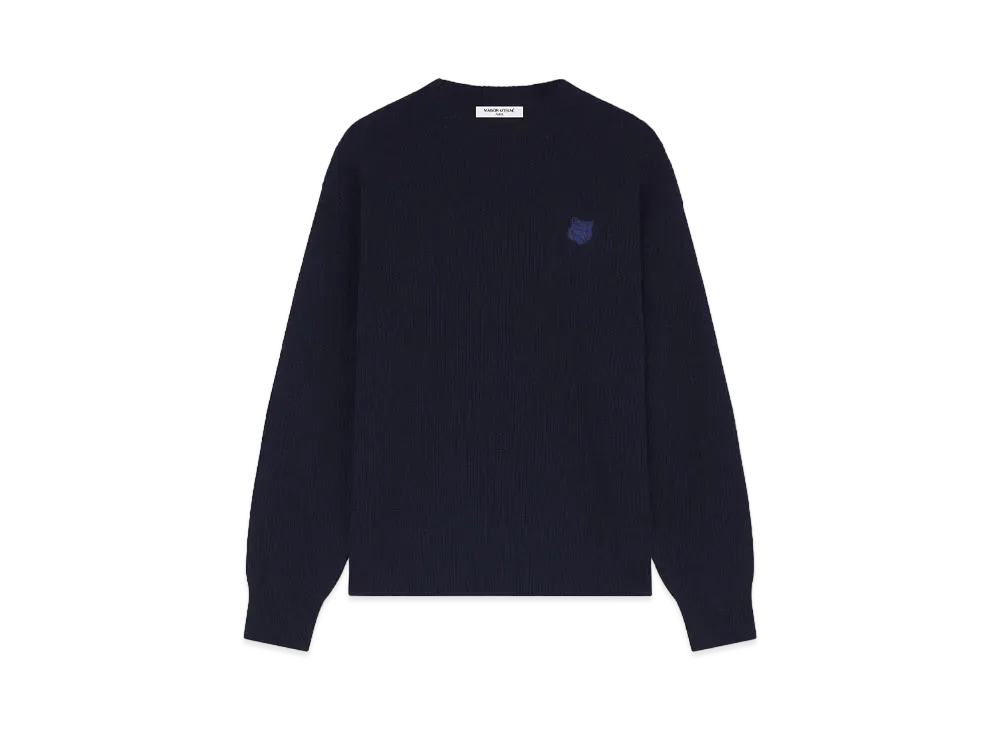 Maison Kitsune Bold Fox Head Patch Comfort Rib Jumper "Ink blue"