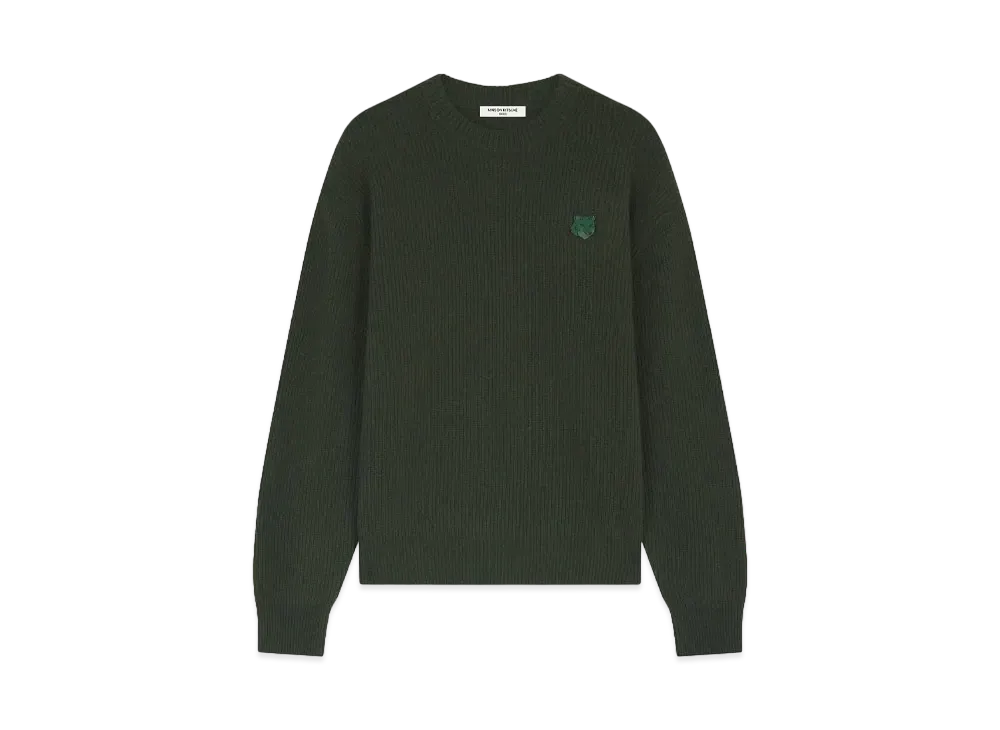 Maison Kitsune Bold Fox Head Patch Comfort Rib Jumper "Ranger Green"