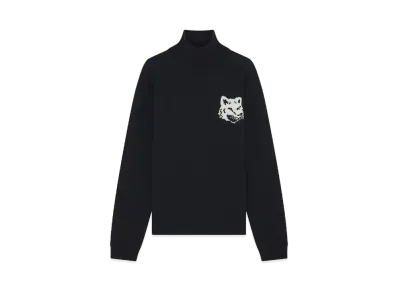 Maison Kitsune Fox Head Intarsia Comfort High Neck Jumper "Black"