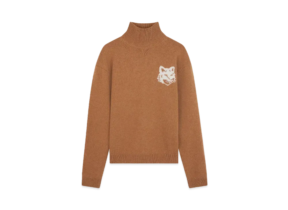 Maison Kitsune Fox Head Intarsia Comfort High Neck Jumper "Sequoia"