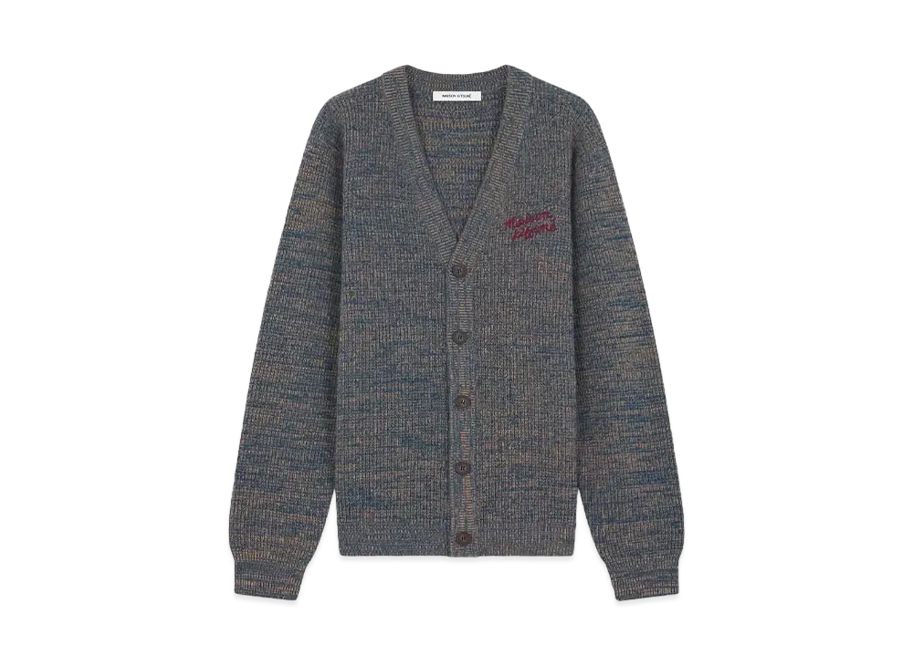 Maison Kitsune Handwriting Comfort Cardigan "Birch/lake Blue"