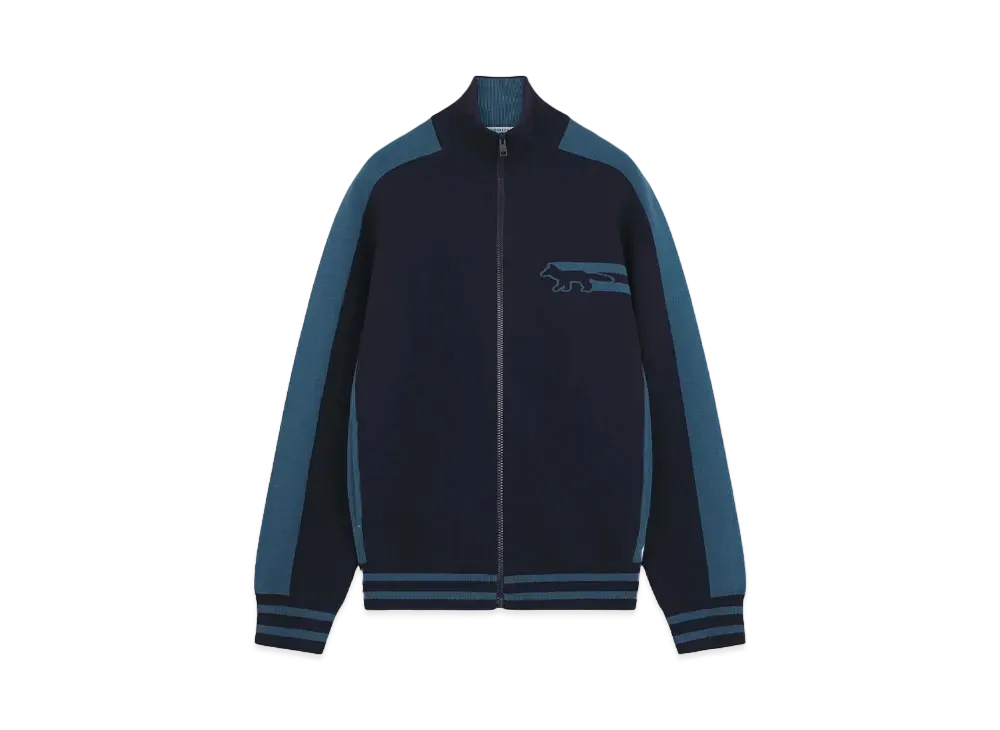 Maison Kitsune Flash Fox Zip Cardigan "Lake Blue"