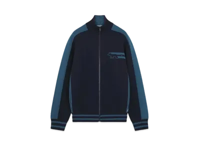 Maison Kitsune Flash Fox Zip Cardigan "Lake Blue"