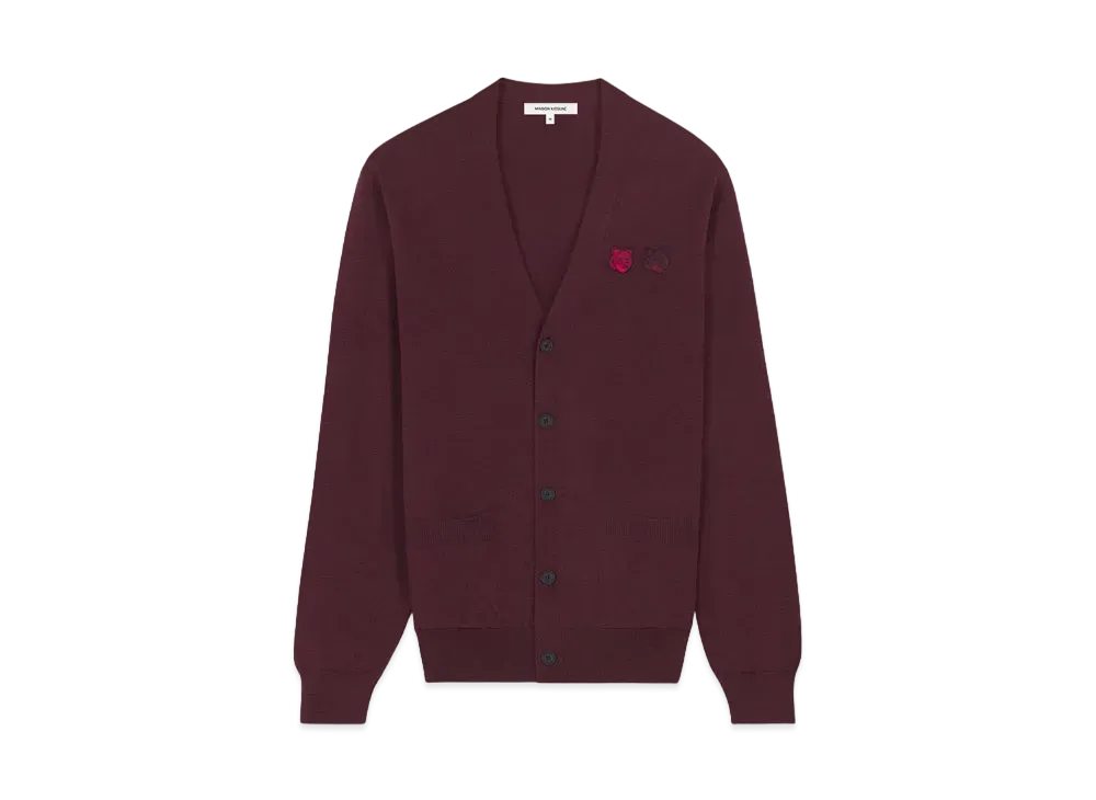 Maison Kitsune Double Bold Fox Head Patch Regular Cardigan "Burgundy"