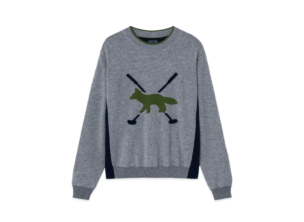 Maison Kitsune Big Profile Fox Pullover Sweater "Grey Melange"