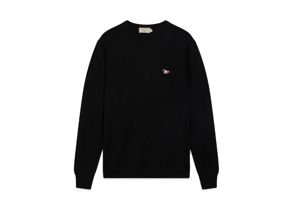 Maison Kitsune Tricolor Fox Patch Classic R-Neck Jumper "Black"