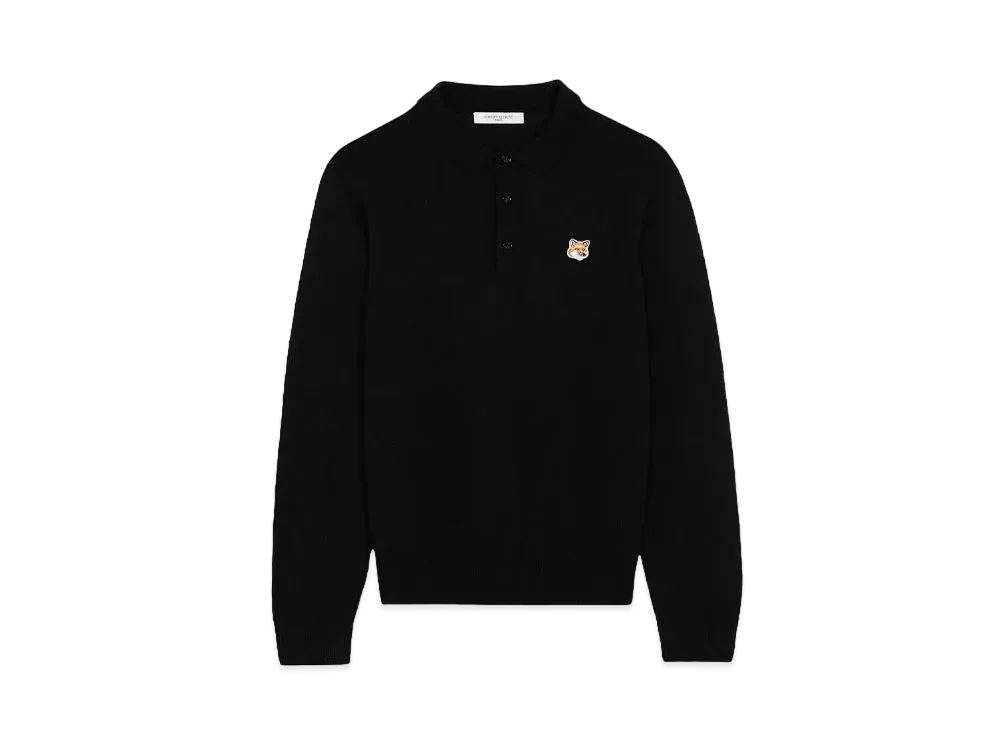 Maison Kitsune Fox Head Patch Polo Jumper "Black"