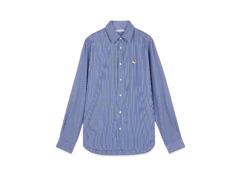 Maison Kitsune Foxhead Classic Stripe Shirt "Navy Stripes"