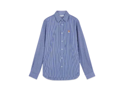 Maison Kitsune Foxhead Classic Stripe Shirt "Navy Stripes"