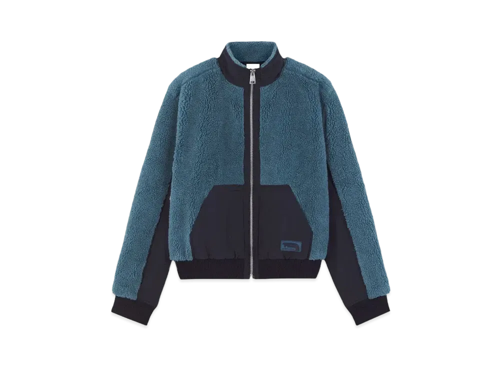 Maison Kitsune Flash Fox Fleece Jacket "Lakeblue/Navy Colorblock"