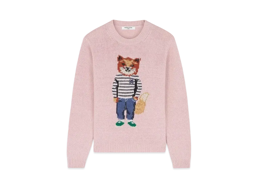 Maison Kitsune Dressed Fox Intarsia Jumper "Light Pink"