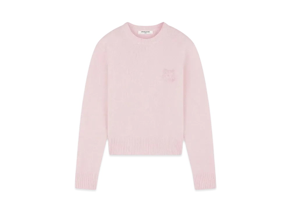 Maison Kitsune Bold Fox Head Embroidered Cropped Jumper "Light Pink"