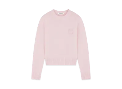 Maison Kitsune Bold Fox Head Embroidered Cropped Jumper "Light Pink"