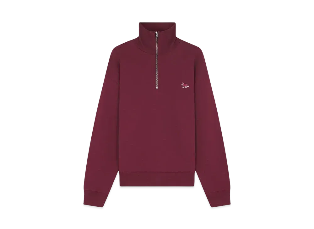 Maison Kitsune Women'S Baby Fox Patch Half-Zip Sweatshirt "Redstar"