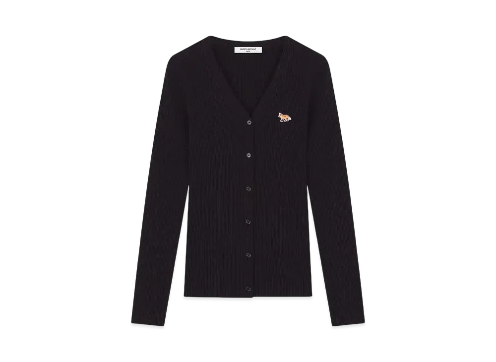 Maison Kitsune Baby Fox Patch Fine Rib Cardigan "Black"