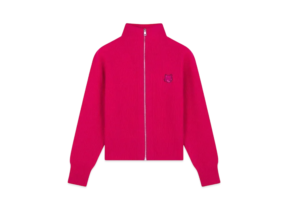 Maison Kitsune Bold Fox Head Patch Ribbed Zip Cardigan "Supernova"