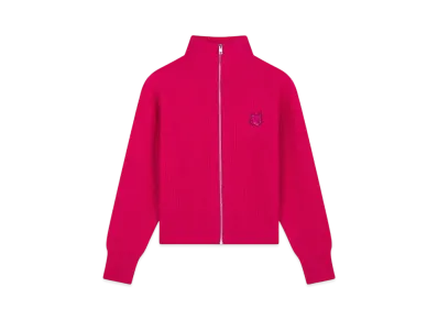 Maison Kitsune Bold Fox Head Patch Ribbed Zip Cardigan "Supernova"