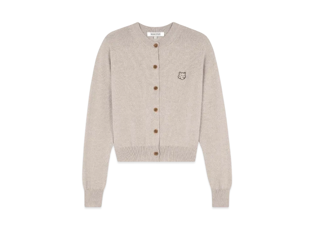 Maison Kitsune Women'S Bold Fox Head Patch Regular Cardigan "Light Beige Melange"