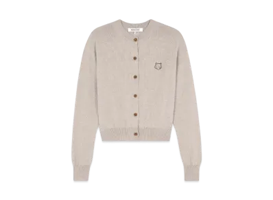 Maison Kitsune Women'S Bold Fox Head Patch Regular Cardigan "Light Beige Melange"
