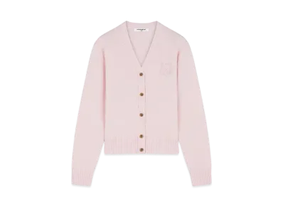 Maison Kitsune Bold Fox Head Embroidered Cropped Cardigan "Light Pink"